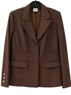 CAbi Dandy Blazer Brown Black Geometric Size M Style 4677 NWOT